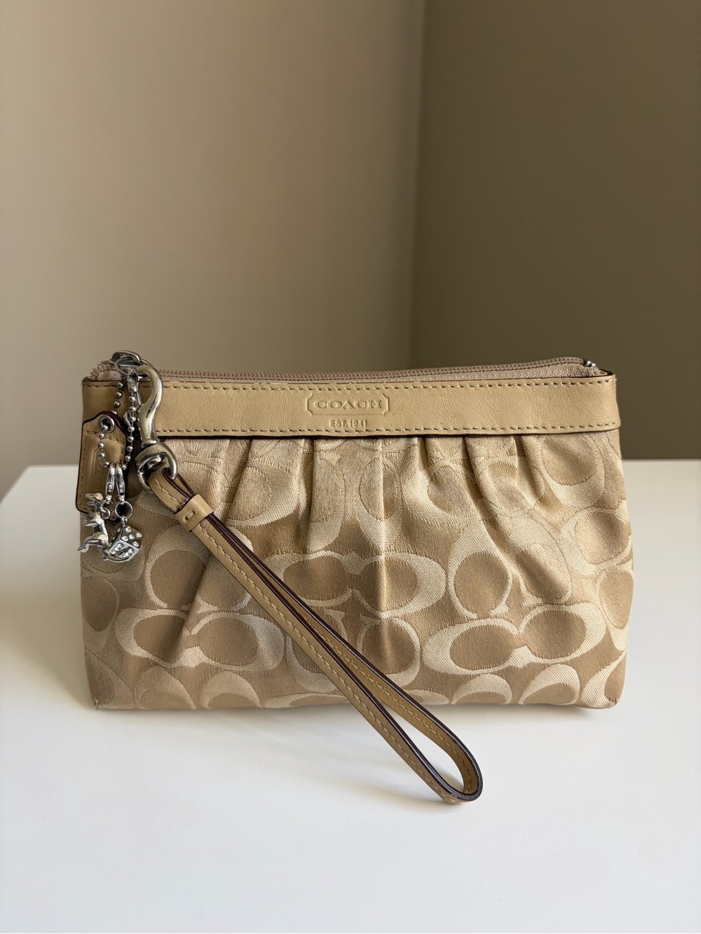 Coach T2k Signature Wristlet With Charm